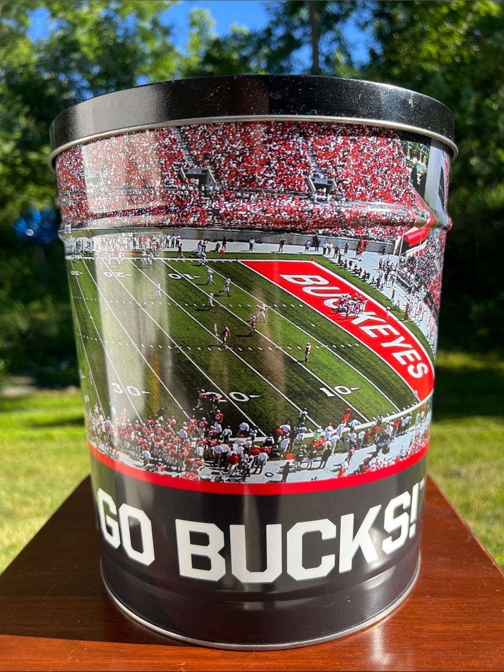 Vintage Ohio State Buckeyes College Football Storage Drum Tin Container Man Cave